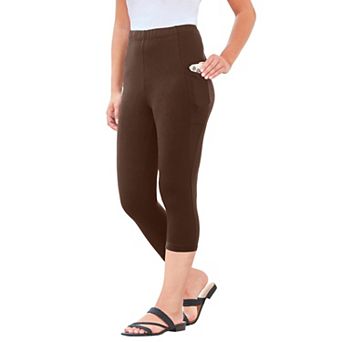Roaman's Women's Plus Size Side-Pocket Essential Capri Legging