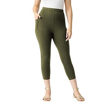 Roaman's Women's Plus Size Side-Pocket Essential Capri Legging