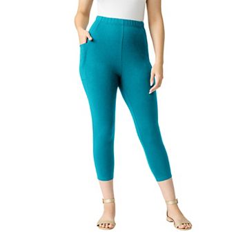 Roaman's Women's Plus Size Side-Pocket Essential Capri Legging