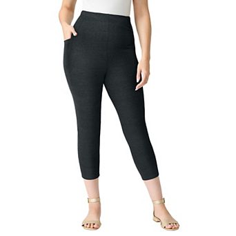 Roaman's Women's Plus Size Side-Pocket Essential Capri Legging