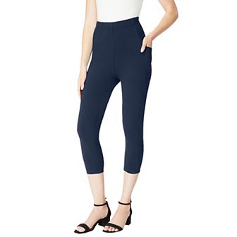 Roaman's Women's Plus Size Side-Pocket Essential Capri Legging