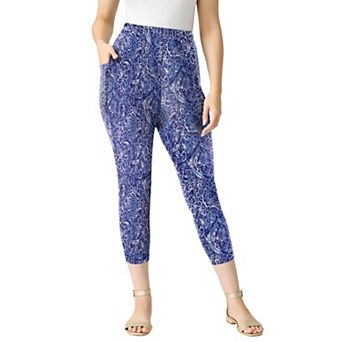 Roaman's Women's Plus Size Side-Pocket Essential Capri Legging