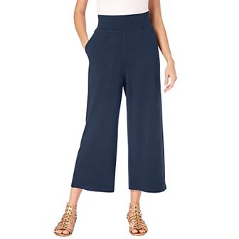 Roaman's Women's Plus Size Side Pocket Essential Stretch Yoga Capri Pant