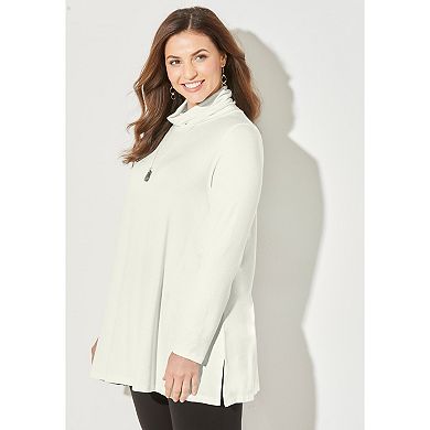 Catherines Women's Plus Size Anywear Turtleneck Swing Top