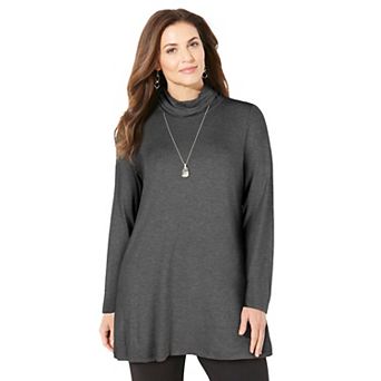 Catherines Women's Plus Size Anywear Turtleneck Swing Top