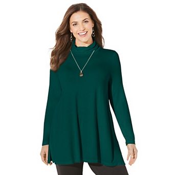 Catherines Women's Plus Size Anywear Turtleneck Swing Top