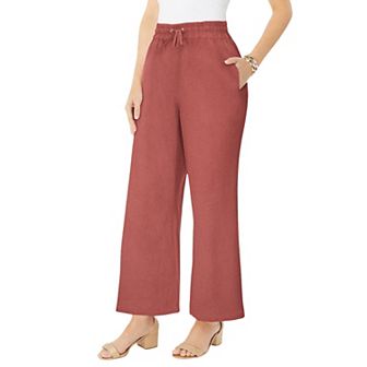 Roaman's Women's Plus Size Plus Size Linen Wide-Leg Pant
