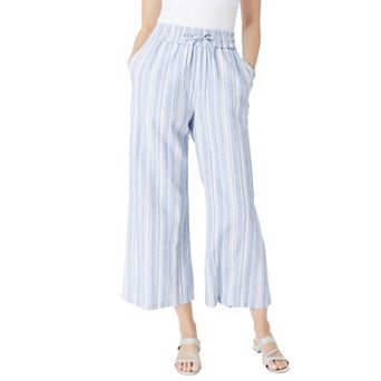 Roaman's Women's Plus Size Linen Wide-Leg Pant