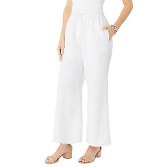 Roaman's Women's Plus Size Plus Size Linen Wide-Leg Pant