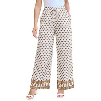 Roaman's Women's Plus Size Linen Wide-Leg Pant