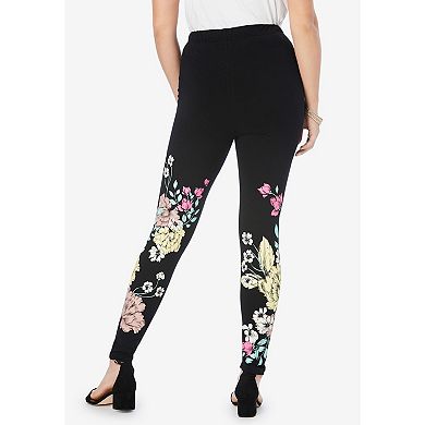 Roaman's Women's Plus Size Placement Print Legging