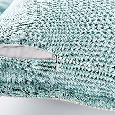 Set of 2 Vintage Linen Trimmed Throw Pillow Covers 20"x20"