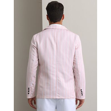 Striped Blazers for Men's One Button Slim Fit Contrasting Color Suit Jacket Business Stripe Coats