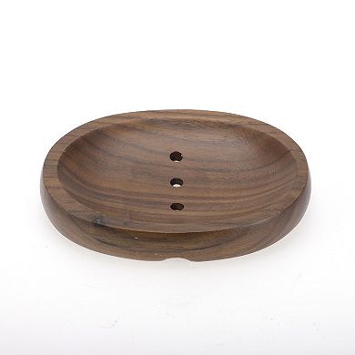 Portable Oval Soap Dish for Bathroom Kitchen 5.28"x3.78"x0.83" 1 Pc Deep Brown