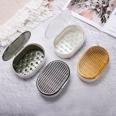 Portable Double Layer Soap Dish for Bathroom 5.91"x4.33"x2.17" 1 Pc