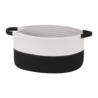 Woven Storage Basket Bin with Handles, Shelf Closet Storage Bin for Home Decor Living Room Blankets