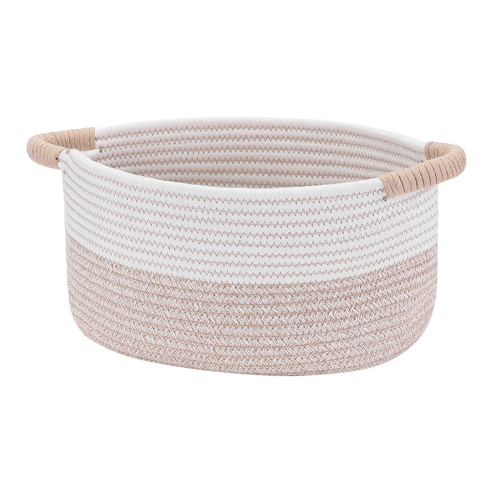 Woven Storage Basket Bin with Handles, Shelf Closet Storage Bin for Home Decor Living Room Blankets