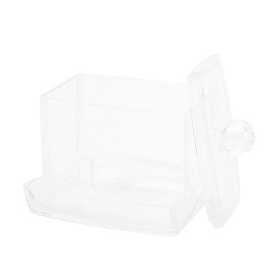 Square Cover Plastic Cotton Swab Jar for Bathroom Laundry Rooms Clear 1 Pc