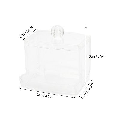 Square Cover Plastic Cotton Swab Jar for Bathroom Laundry Rooms Clear 1 Pc