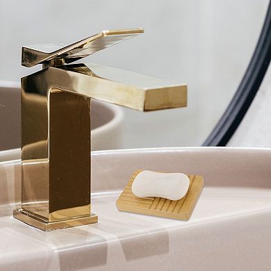 Portable Square Soap Dish for Bathroom for Kitchen 5.04"x3.43"x0.59" Brown 1 Pc