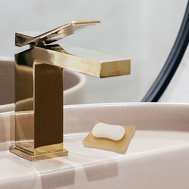 Portable Square Soap Dish for Bathroom for Kitchen 5.04"x3.7"x0.79" Brown 1 Pc