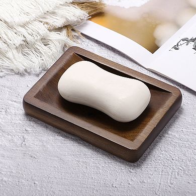 Portable Square Soap Dish for Bathroom Kitchen 5.43"x3.78"x0.83" 1 Pc Deep Brown