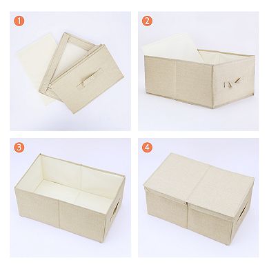 Fabric Storage Bin Cube with Lid and Handle for Shelves Closet, Collapsible Storage Basket