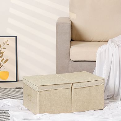 Fabric Storage Bin Cube with Lid and Handle for Shelves Closet, Collapsible Storage Basket