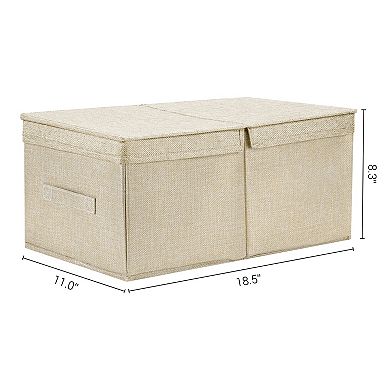 Fabric Storage Bin Cube with Lid and Handle for Shelves Closet, Collapsible Storage Basket