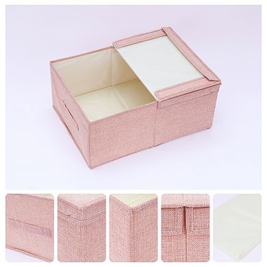 Fabric Storage Bin Cube with Lid and Handle for Shelves Closet, Collapsible Storage Basket