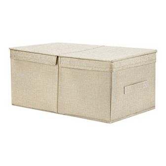 Fabric Storage Bin Cube with Lid and Handle for Shelves Closet, Collapsible Storage Basket
