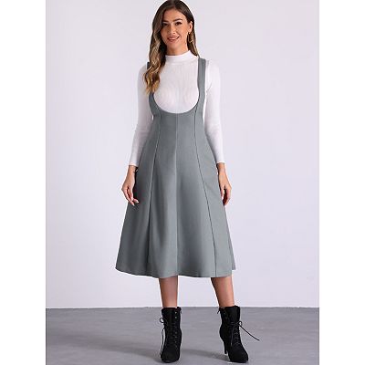 Overall Pinafore Dress for Women's High Waist Cross Back A-Line