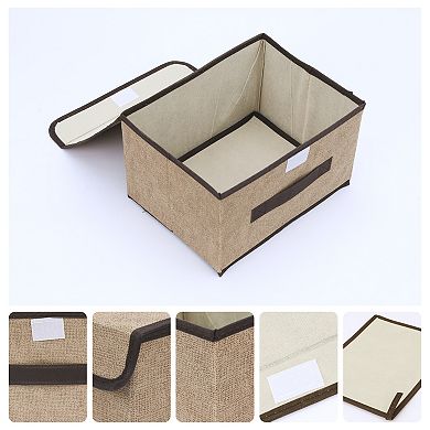 Collapsible Fabric Storage Bin Basket with Lid and Handle for Shelves Closet Organizing