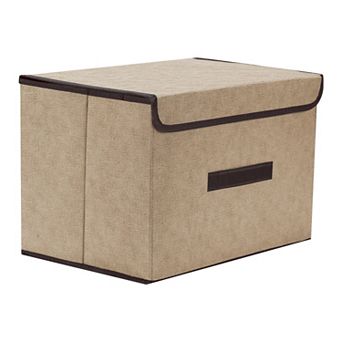 Collapsible Fabric Storage Bin Basket with Lid and Handle for Shelves Closet Organizing