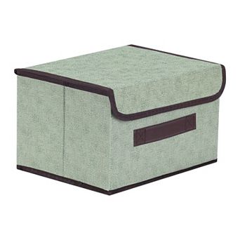 Collapsible Fabric Storage Bin Basket with Lid and Handle for Shelves Closet Organizing