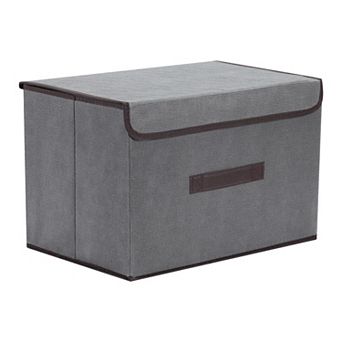 Collapsible Fabric Storage Bin Basket with Lid and Handle for Shelves Closet Organizing