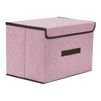 Collapsible Fabric Storage Bin Basket with Lid and Handle for Shelves Closet Organizing