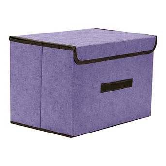 Collapsible Fabric Storage Bin Basket with Lid and Handle for Shelves Closet Organizing