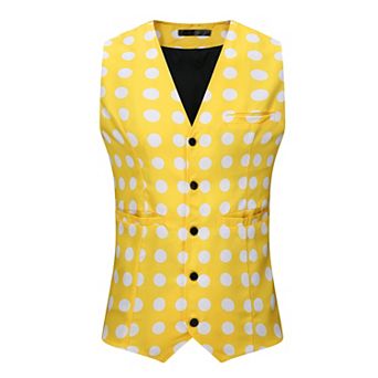 Polka Dots Waistcoat for Men's Slim Fit Sleeveless Formal Suit Vest