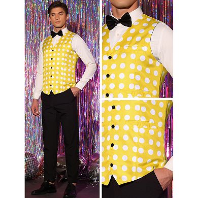 Polka Dots Waistcoat for Men's Slim Fit Sleeveless Formal Suit Vest