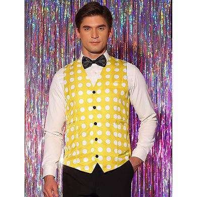 Polka Dots Waistcoat for Men's Slim Fit Sleeveless Formal Suit Vest
