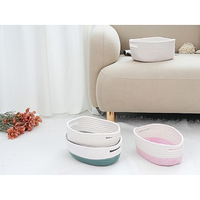 Woven Storage Basket, Shelf Closet Storage Bin for Blankets, Clothes, Organizer Bin with Handles
