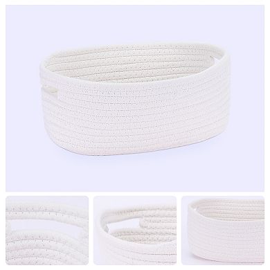 Woven Storage Basket, Shelf Closet Storage Bin for Blankets, Clothes, Organizer Bin with Handles