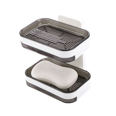 Wall Mounted Double Layer Soap Dish for Bathroom Kitchen 4.96"x3.39"x6.22"