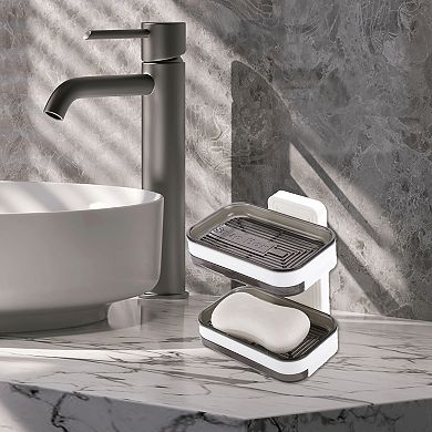 Wall Mounted Double Layer Soap Dish for Bathroom Kitchen 4.96"x3.39"x6.22"