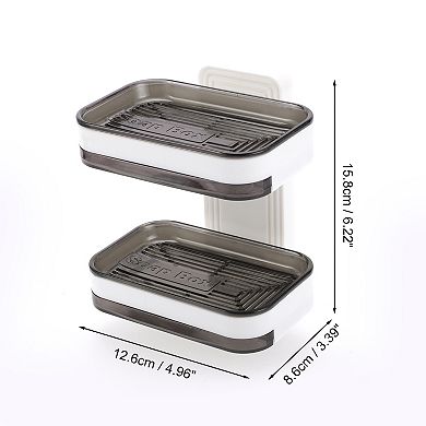 Wall Mounted Double Layer Soap Dish for Bathroom Kitchen 4.96"x3.39"x6.22"