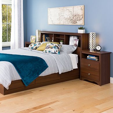 Prepac Monterey 2-Drawer Open Shelf Nightstand
