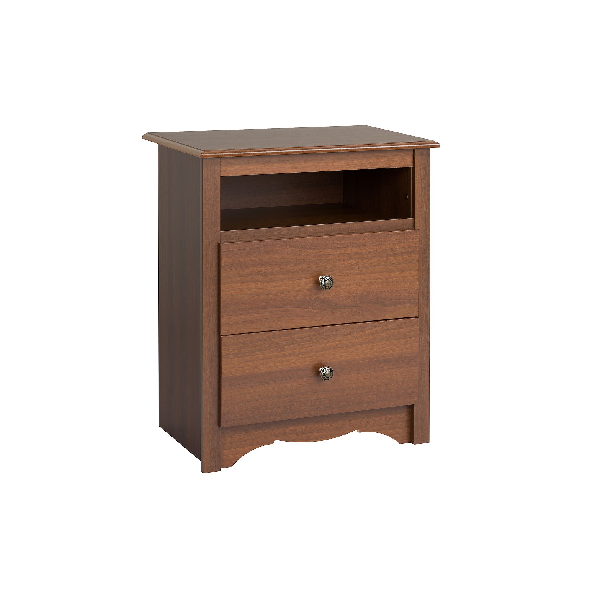 Prepac Monterey 2-Drawer Open Shelf Nightstand, Red