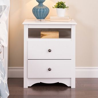 Prepac Monterey 2-Drawer Open Shelf Nightstand