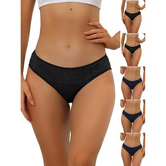 6 Packs Women's Period-Underwear Mid-Waistd Hipster Panties, Available in Plus Size